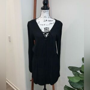 Free People Black Lace-Up Dress